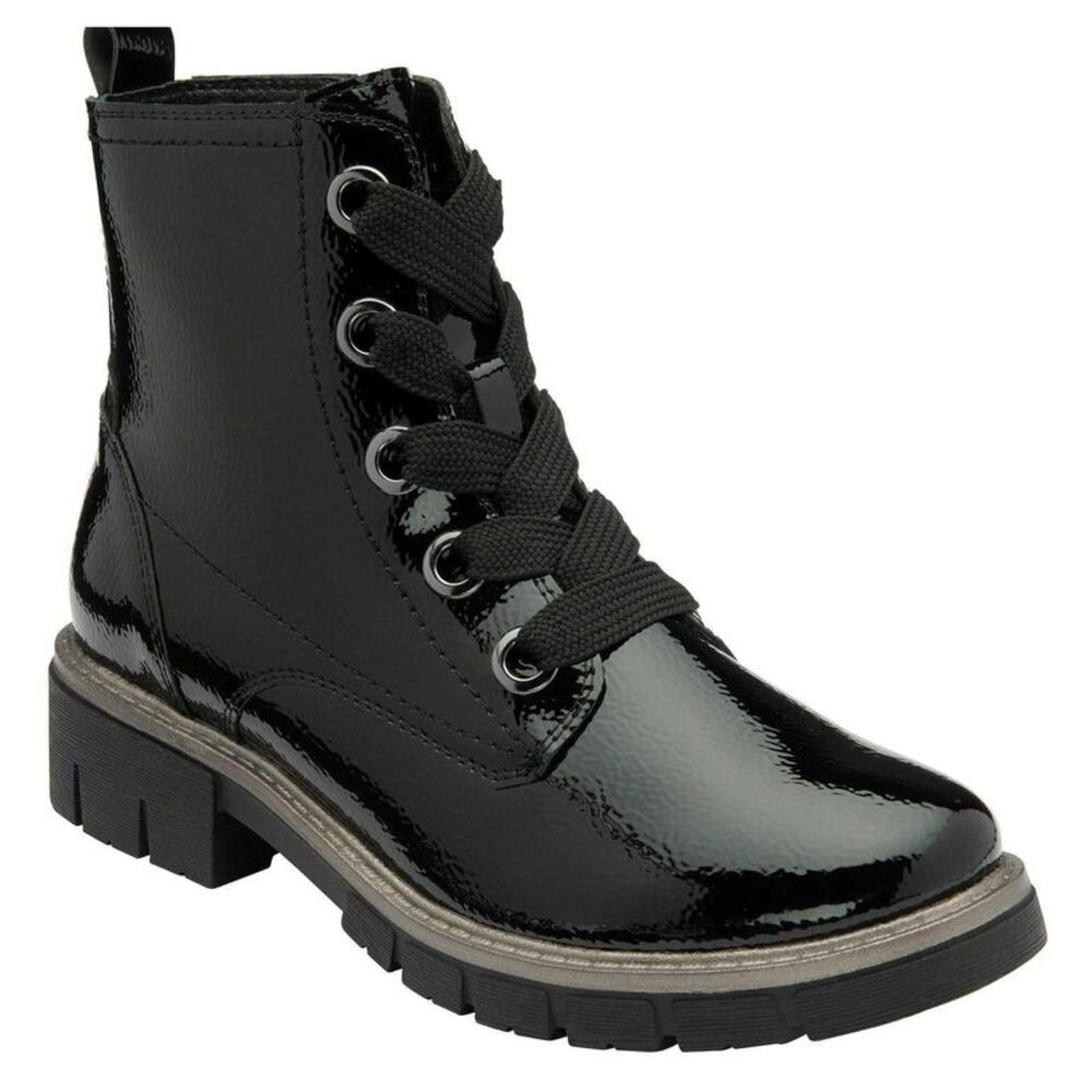 Lotus Shoes Womens/Ladies Jojo Combat Boots / Black Patent